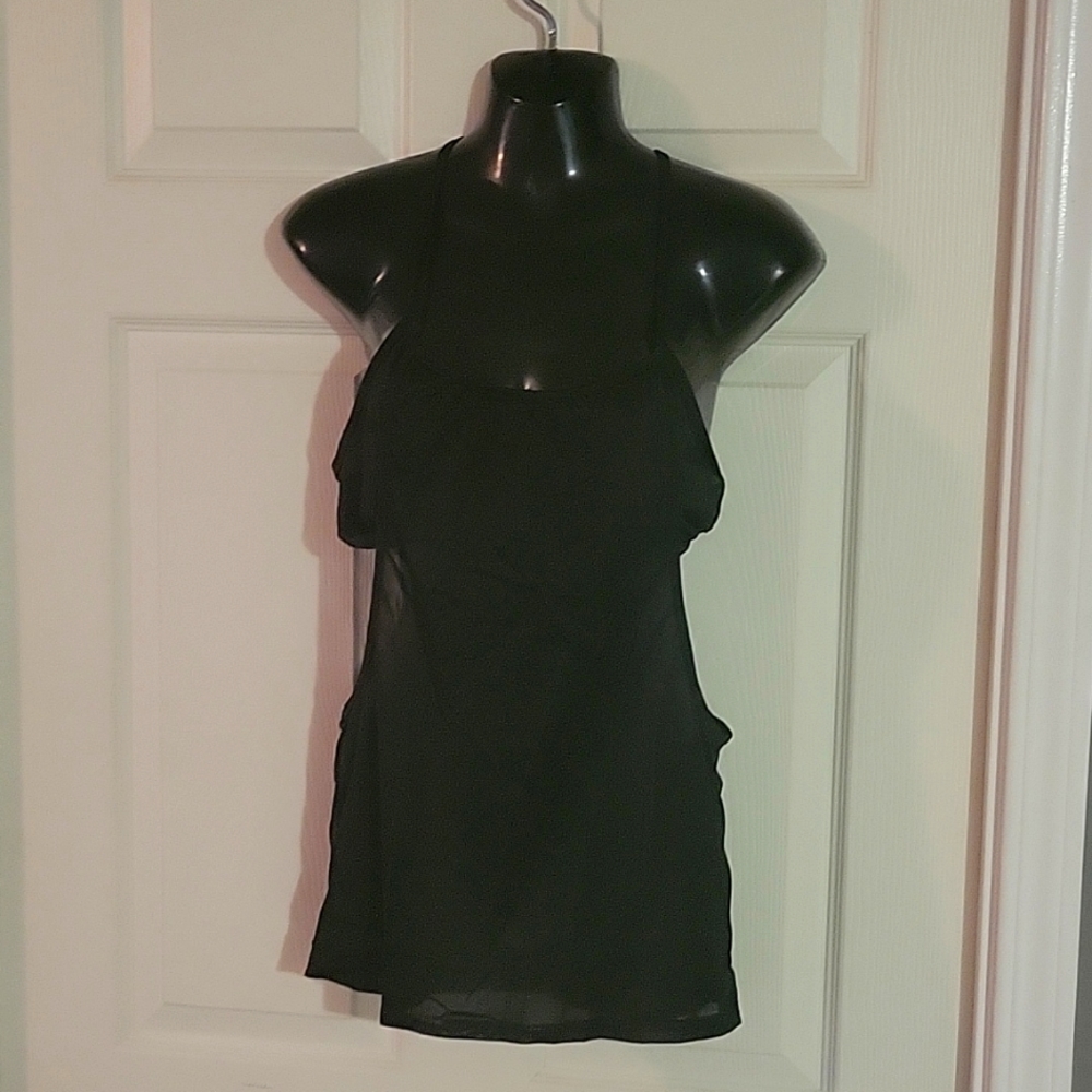 Black tank top with built in bralette. Size L